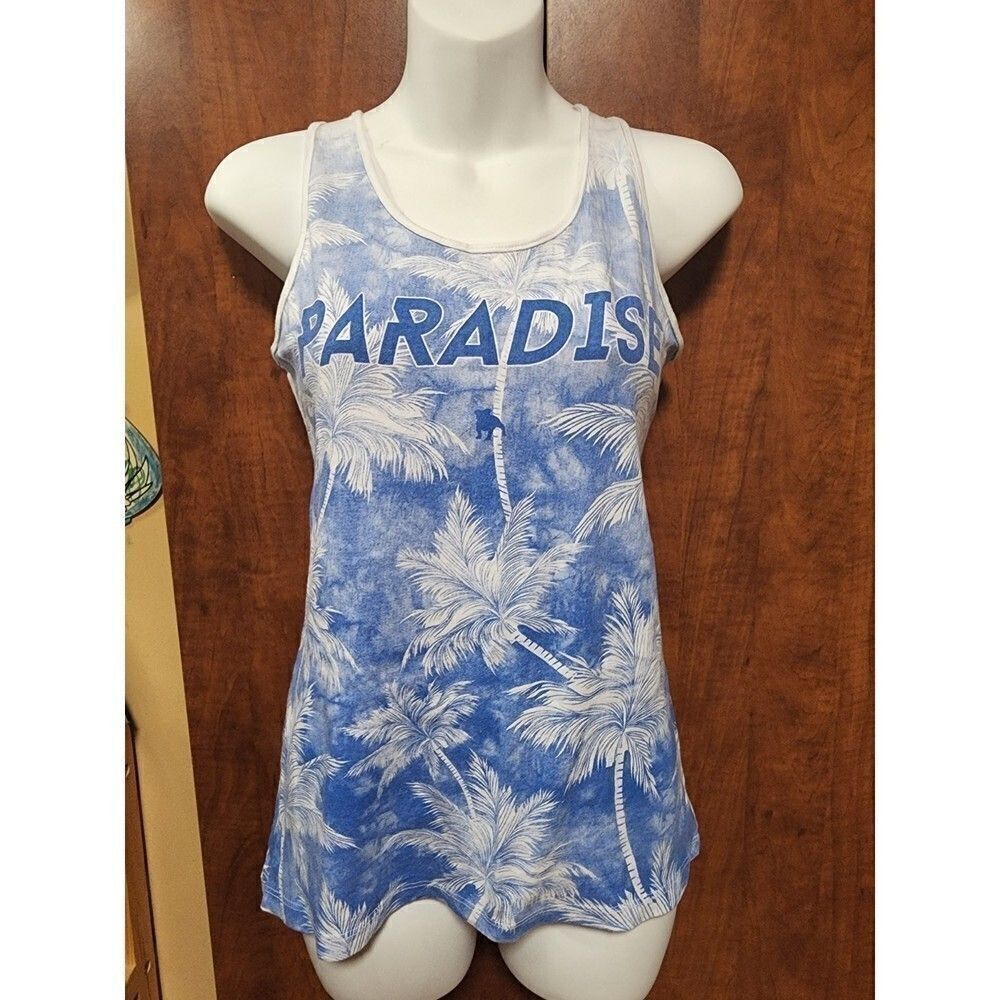 Women's Tank Top Paradise White and Blue Medium